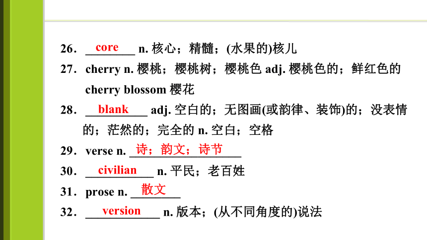 2023届高考一轮复习单元词汇短语复习：人教版（2019）选择性必修三Unit 5  Poems（69张PPT）