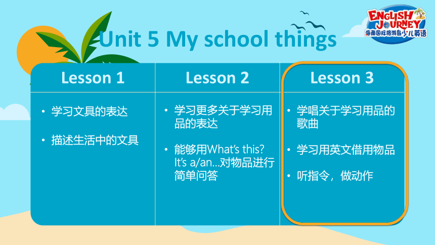 海南国际旅游岛少儿英语一年级（下）Unit 5 Mg school things lesson 3 课件（24张PPT）