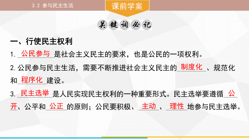 （核心素养目标）3.2 参与民主生活 课件(共37张PPT) 统编版道德与法治九年级上册