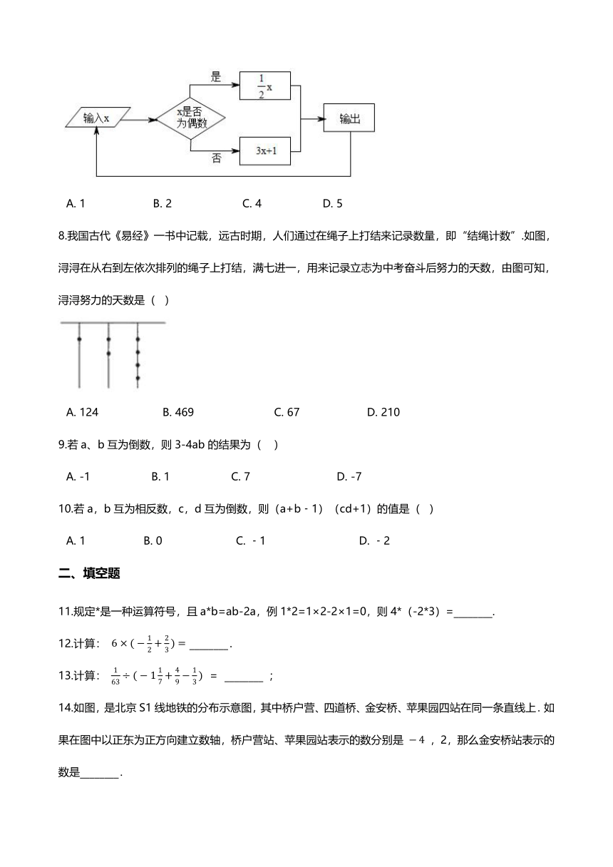 2021-2022学年度人教版七年级数学上册暑假预习练习（Word版含解答）：1.4 有理数的乘除法