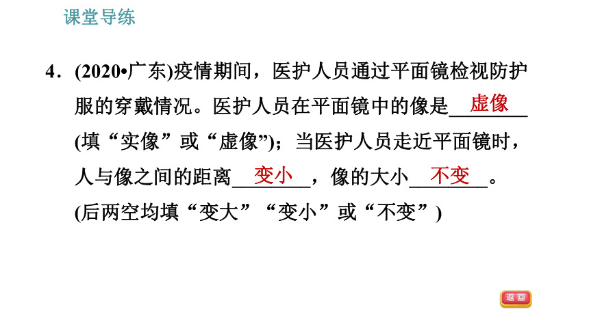 人教版八年级上册物理习题课件 第4章 4.3.1   平面镜成像特点（36张）