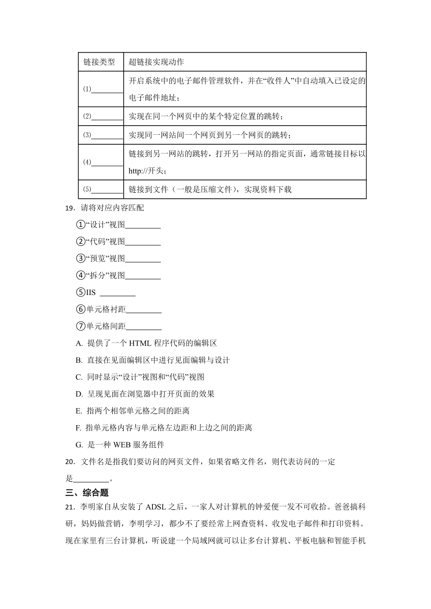 2023年中考信息技术一轮基础复习卷10（Word版，含答案）--网站制作