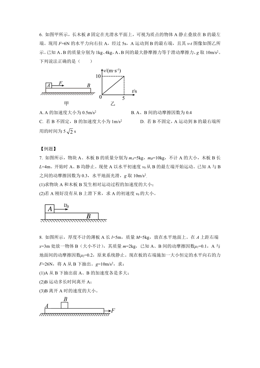 4.7.1 专题二：传送带问题和滑块—木板问题-高中物理人教版（2019）高一上册同步试题精编（含答案）