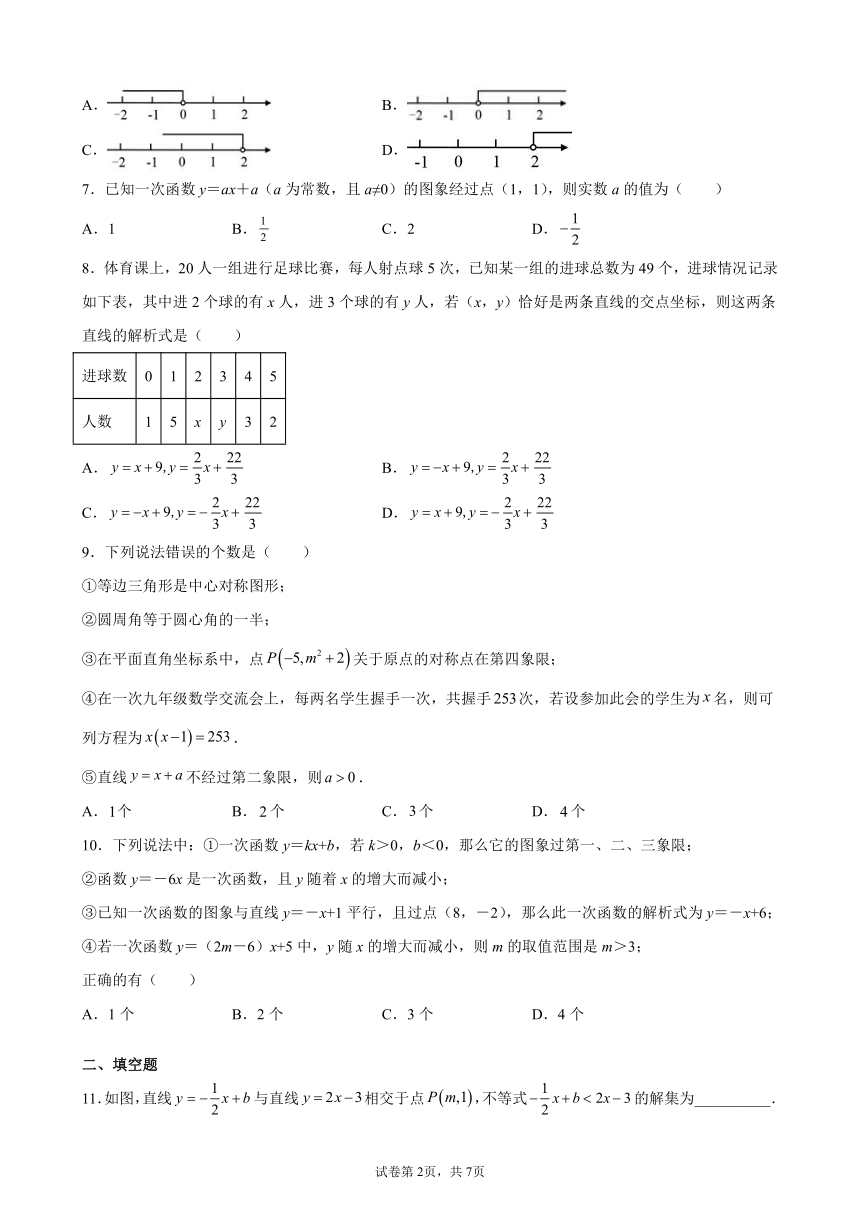 2022年中考数学第一轮复习考点分类练习（人教版）专题4一次函数（word版含答案）