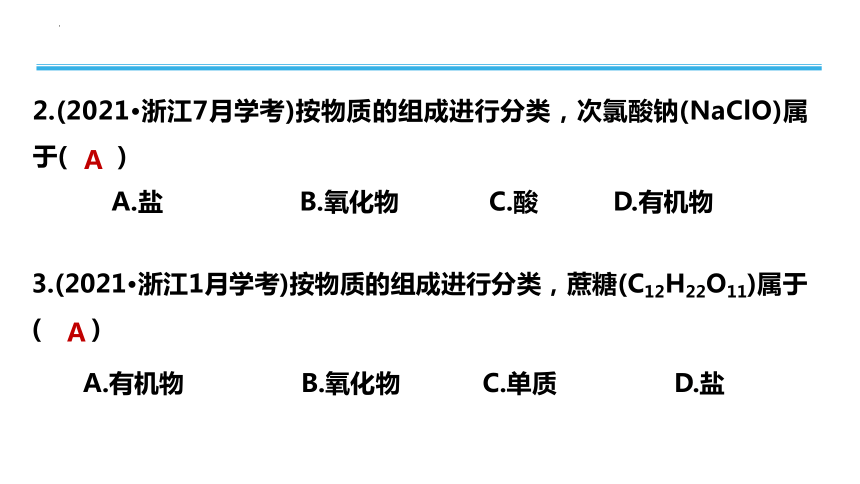 2023年普通高中化学学业水平考试学考复习——专题1　物质的分类及转化（21张ppt）