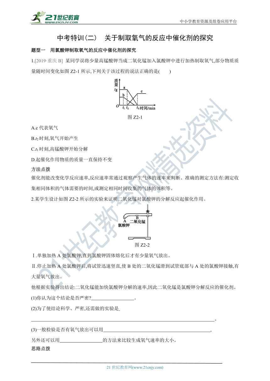 第2单元中考特训(二) 关于制取氧气的反应中催化剂的探究(学案并附答案)