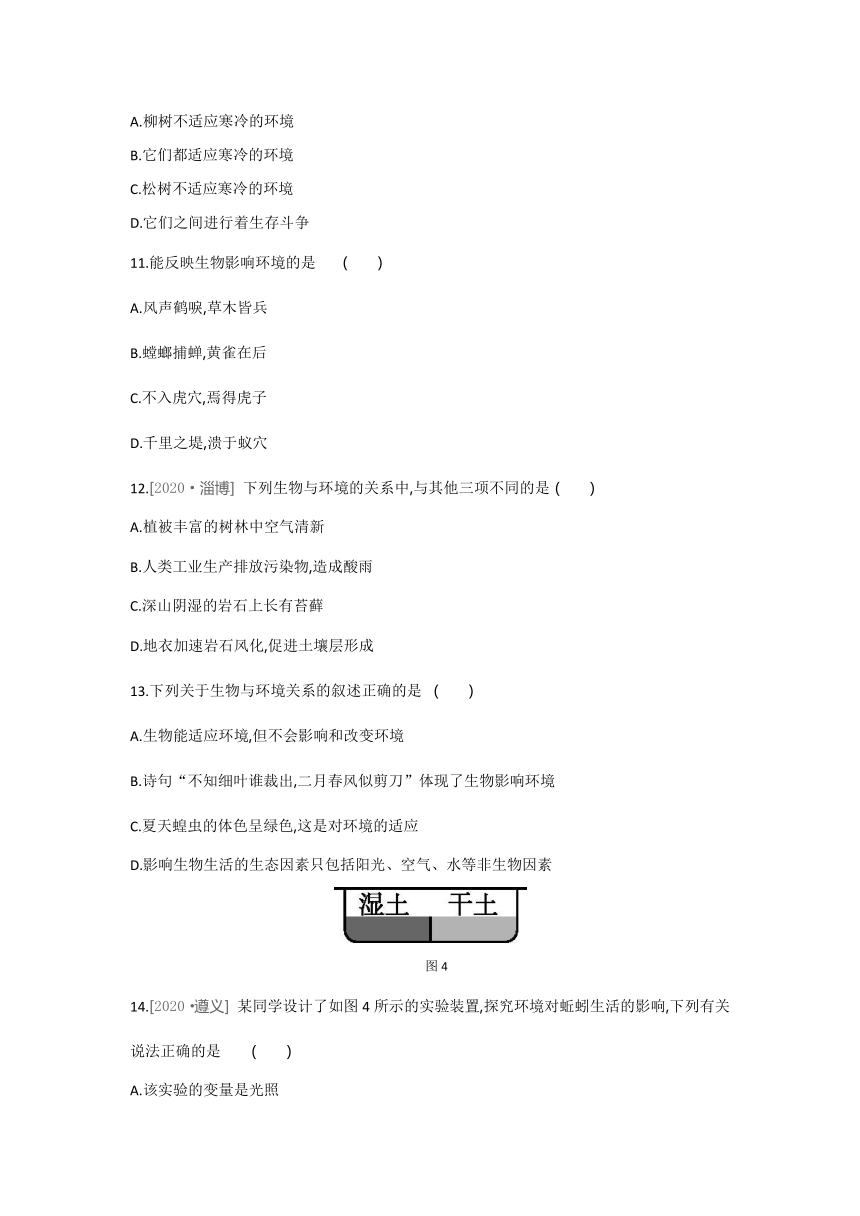 2021-2022学年人教版生物七年级上册1.2.1生物与环境的关系---同步练习（word版 含解析）