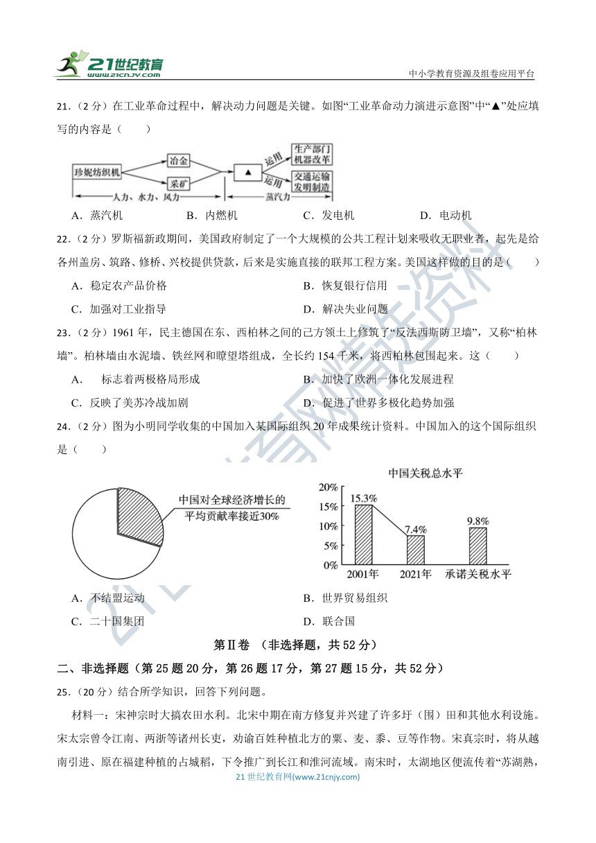 2023年四川中考 仿真模拟 历史试卷（二）含答案