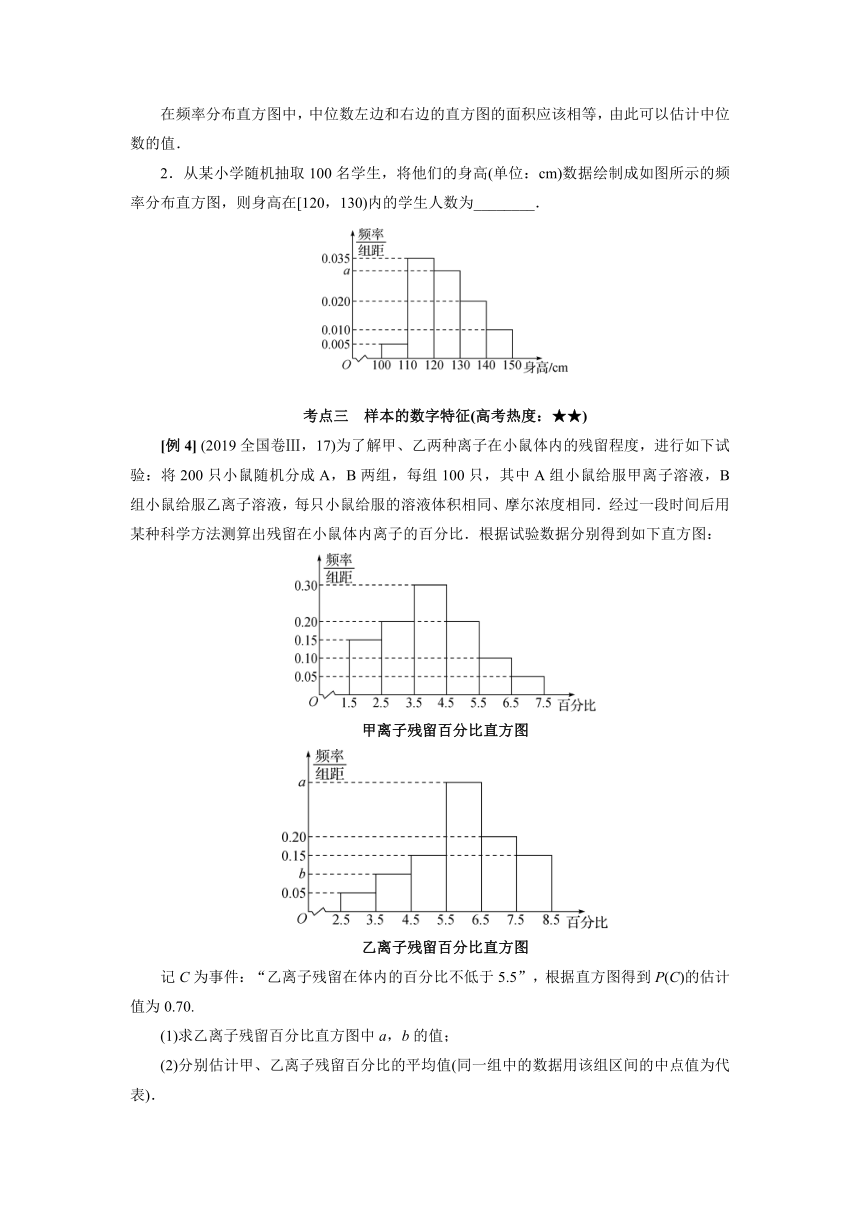 人教B版（2019）数学必修第二册综合复习：用样本估计总体及统计图表 学案（含答案）