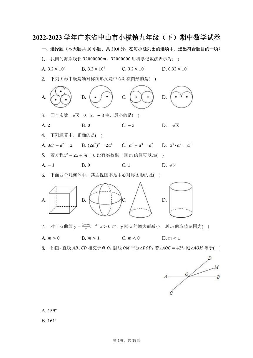 广东省中山市小榄镇 2022-2023学年人教版九年级（下）期中数学试卷（含解析）