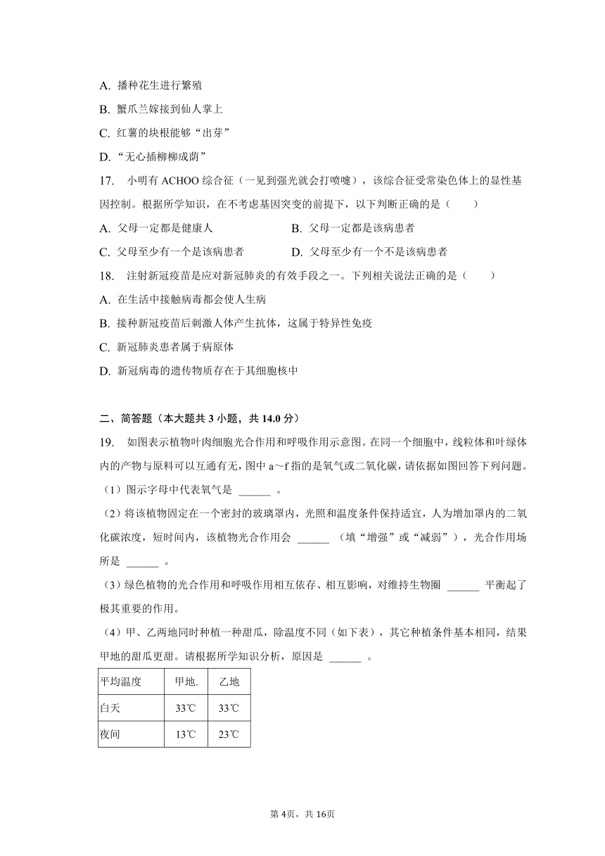 2022-2023学年湖北省十堰市郧西县八年级（下）期中生物试卷-普通用卷（含解析）