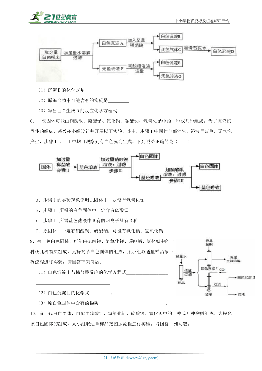 浙教版九上第一章专题五 物质的鉴别与推断（含解析）