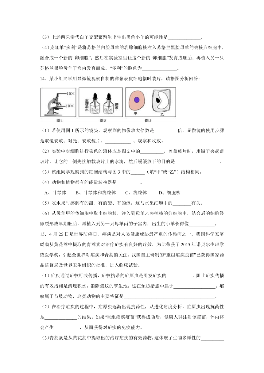 【会考专训】中考生物会考复习专项训练31：生活中的生物技术（含解析）