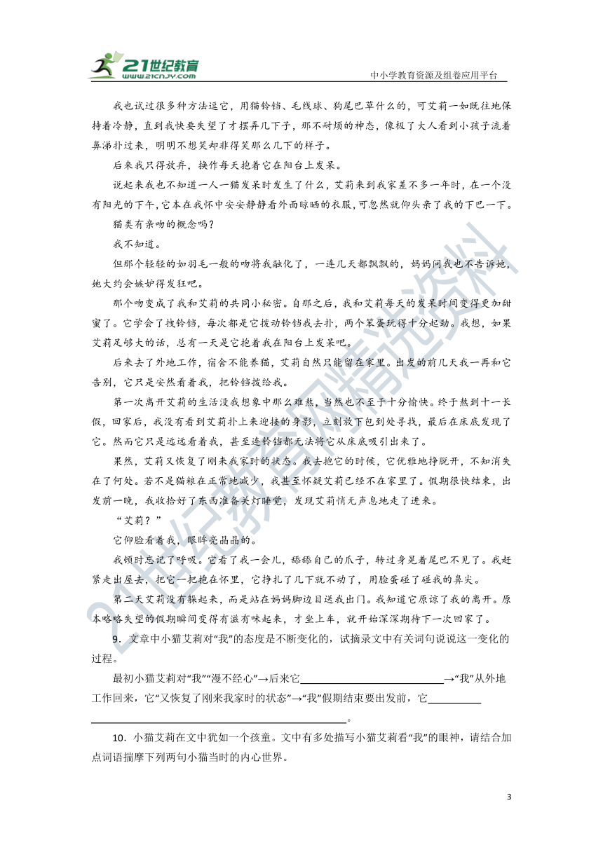 七年级上册语文阅读专项必刷卷16 试卷（含答案）