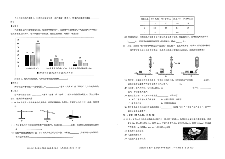 深圳市南山区2022-2023学年第二学期期末教学质量监测八年级物理（PDF版无答案）