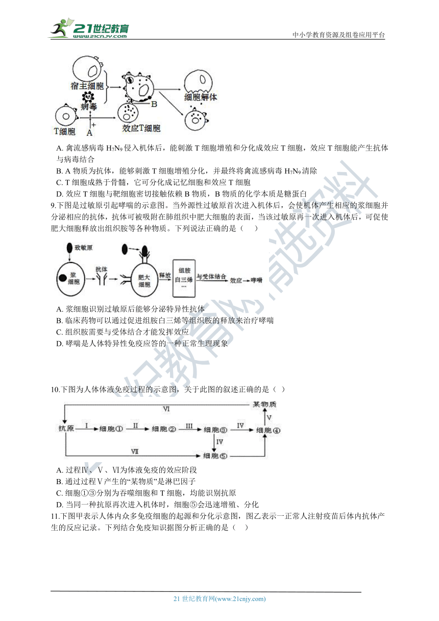 2.4 免疫调节（第二课时） 同步训练（含解析）