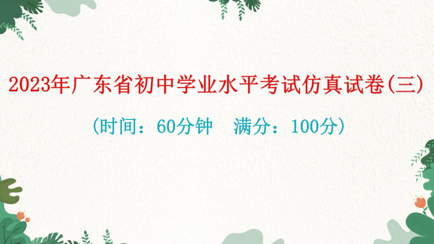 2023年广东省初中学业水平考试仿真试卷(三)习题课件(共41张PPT)