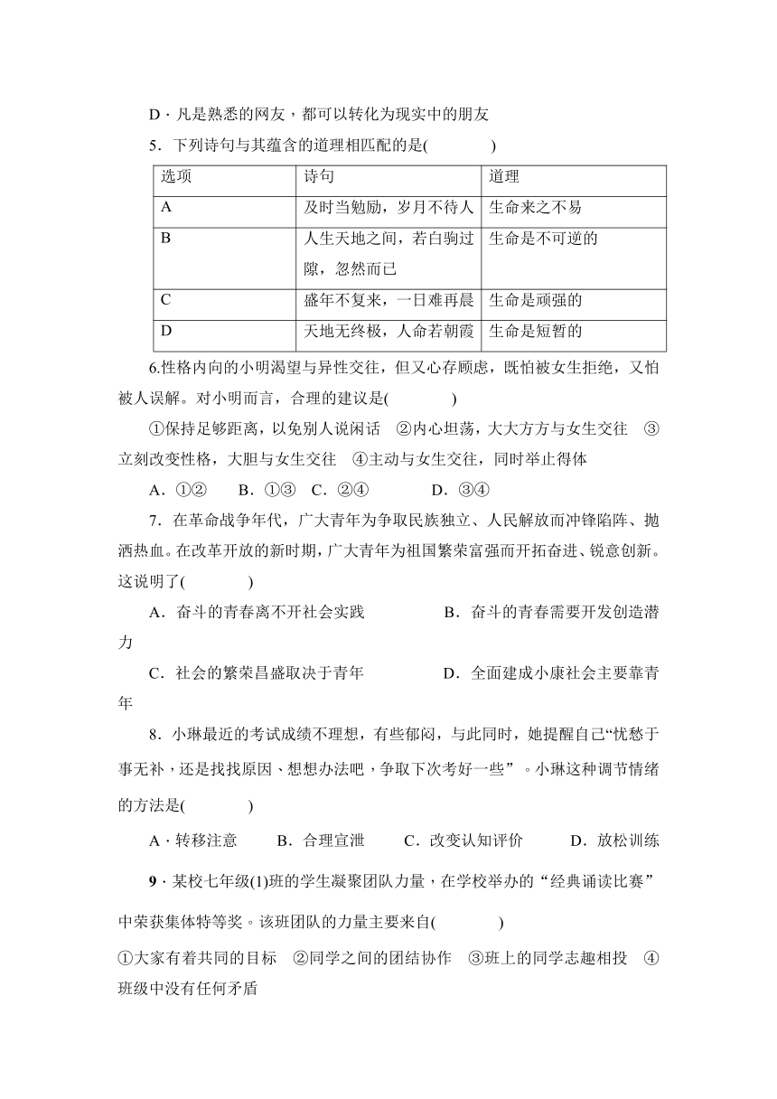 2023年深圳中考道德与法治专题复习阶段性测试卷(二)（含部分解析）