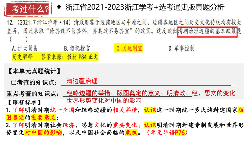 纲要（上）第四单元 明清中国版图的奠定与面临的挑战 复习课件（29张PPT）