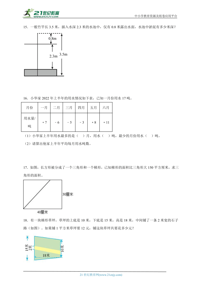 期末解决问题练习卷（专项突破）-小学数学五年级上册苏教版（含答案）