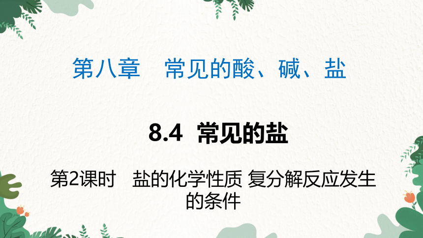 粤教版九年级化学下册8.4  常见的盐第2课时   盐的化学性质 复分解反应发生的条件课件(共30张PPT)