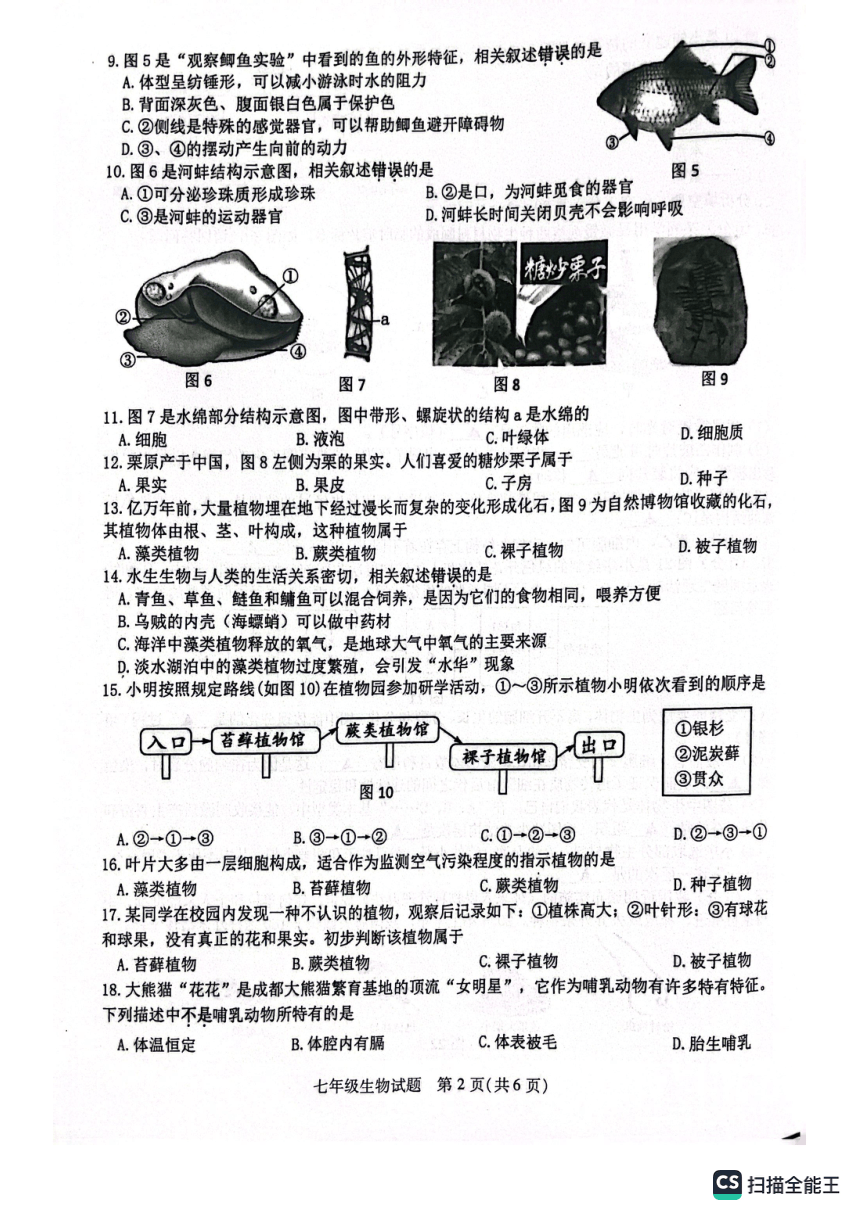 江苏省徐州市2022-2023学年七年级下学期生物期末测试试题（PDF版无答案）