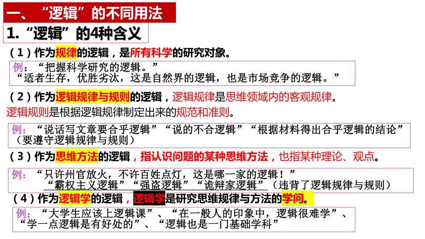 2.1 “逻辑”的多种含义  课件（共24张ppt）