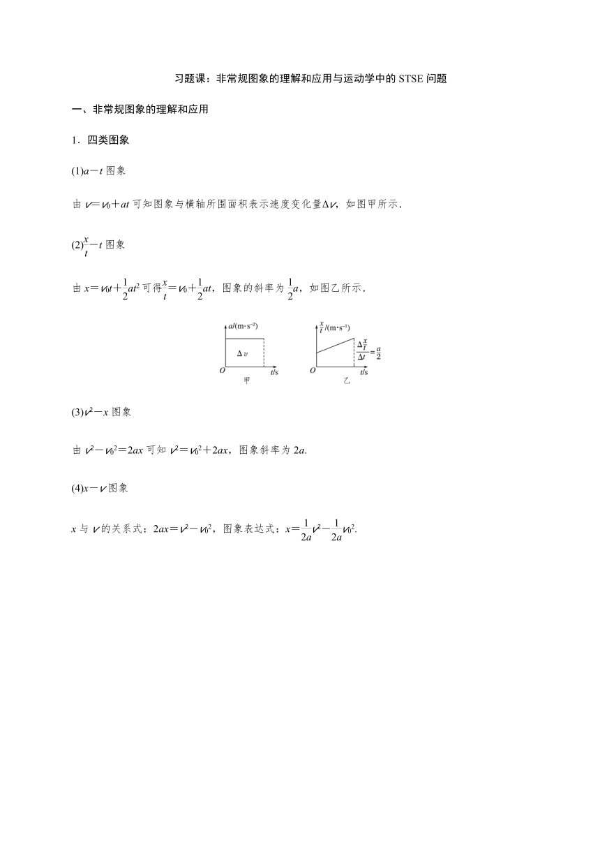 10 非常规图像问题和运动学中的STSE问题—【新教材】人教版（2019）高中物理必修第一册初升高衔接预习讲义（第二章）（word版学案）