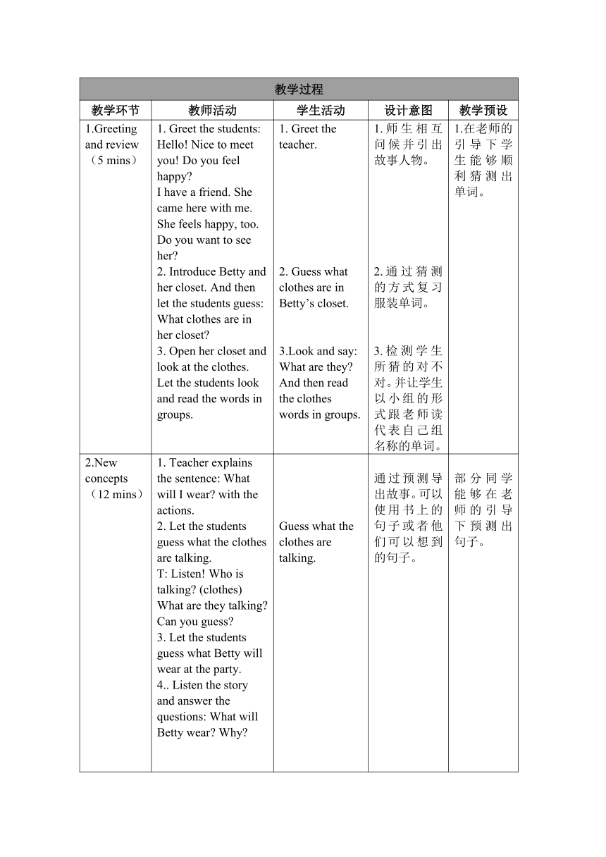 Unit 1 Lesson 6 Betty's Clothes教案