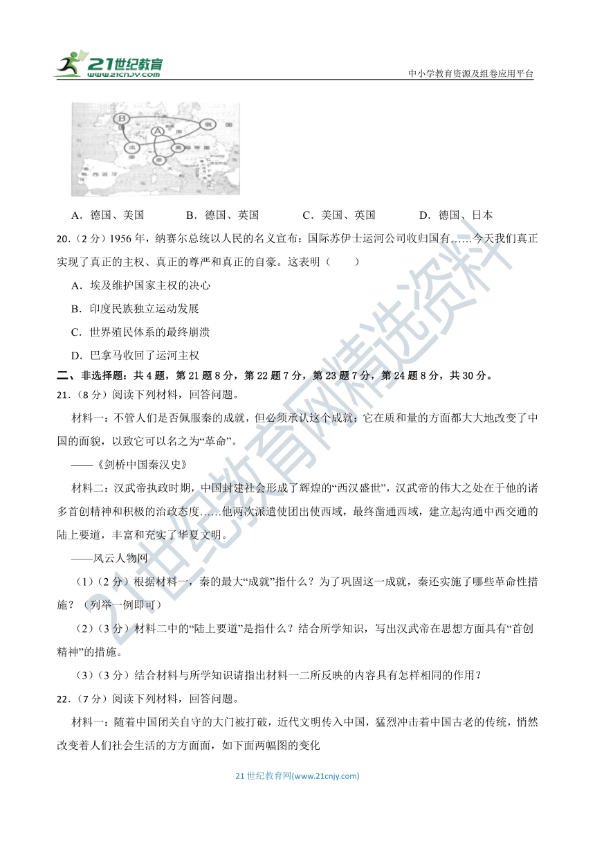 2023年江苏中考 仿真模拟 历史试卷（一）含答案