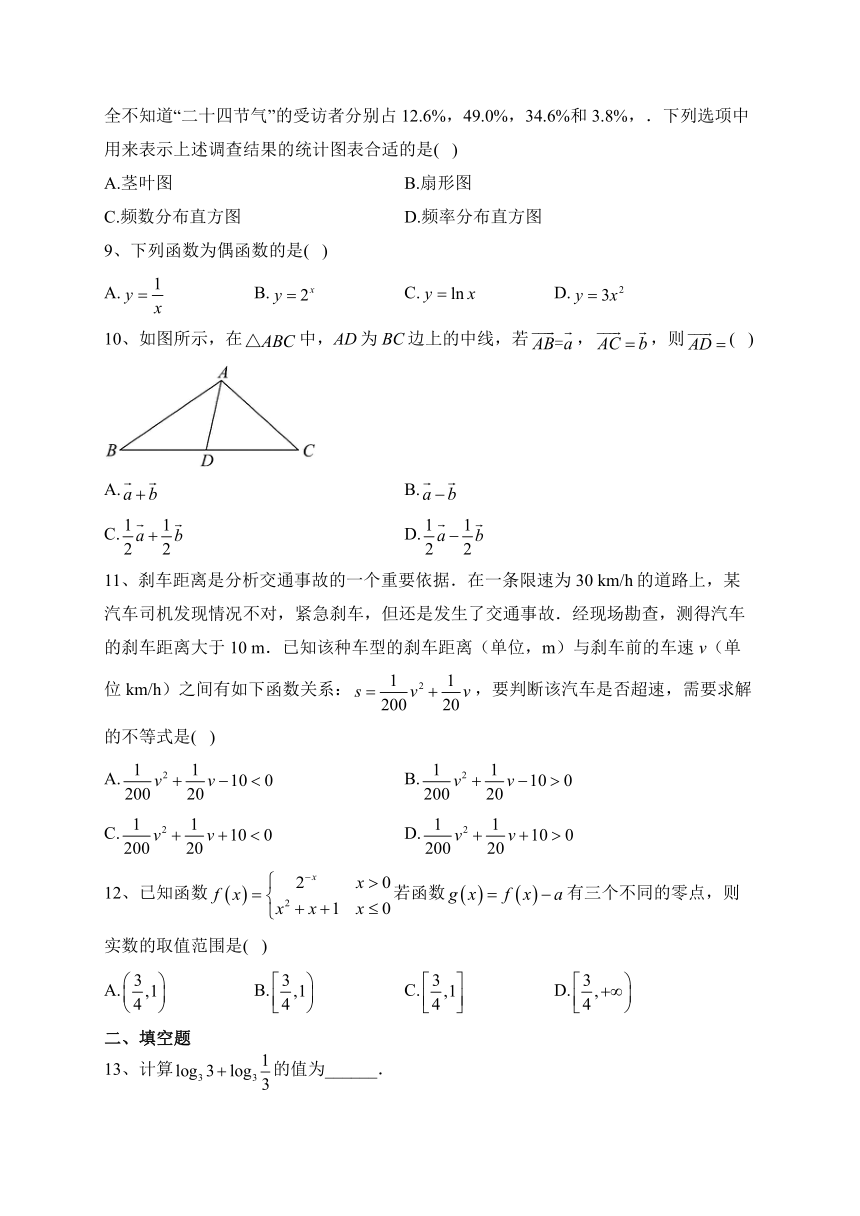 辽宁省2022年7月普通高中学业水平合格性考试数学试卷（含解析）