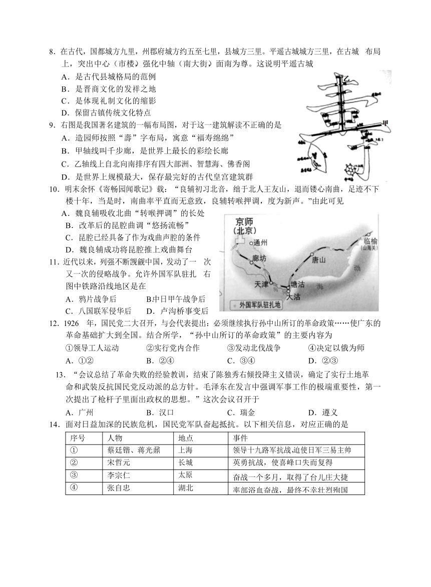 浙江省诸暨市2020-2021学年高二上学期期末考试历史试题 Word版含答案