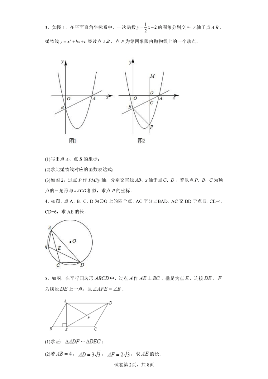 第4章 相似三角形解答题专题训练 浙教版九年级上册（含解析）