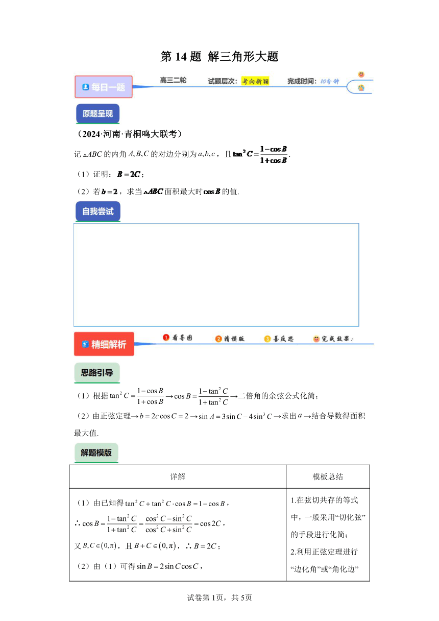 第14题 解三角形大题 学案（含解析） 2024年高考数学二轮复习之每日一题