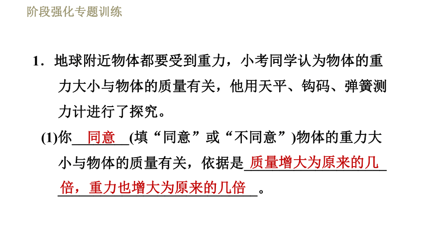 沪粤版八年级下册物理课件 第6章 阶段强化专题训练（二）  专训2  关于重力和摩擦力的实验探究(习题课件，23张ppt)