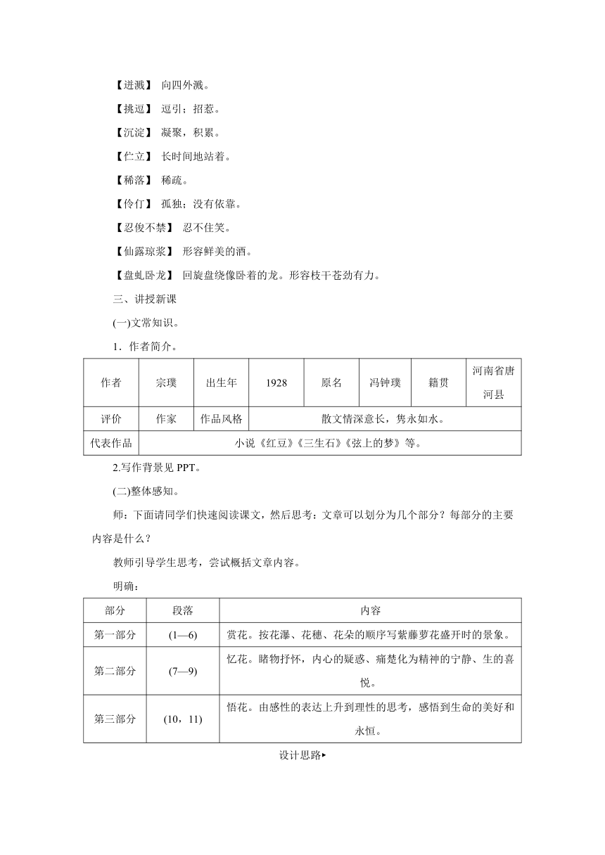 部编版语文七年级下册  18　紫藤萝瀑布    同步教案