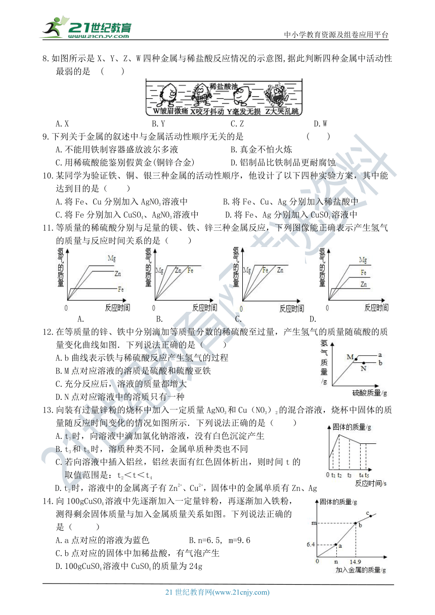 阶段训练4--金属的性质 综合练习（含解析）