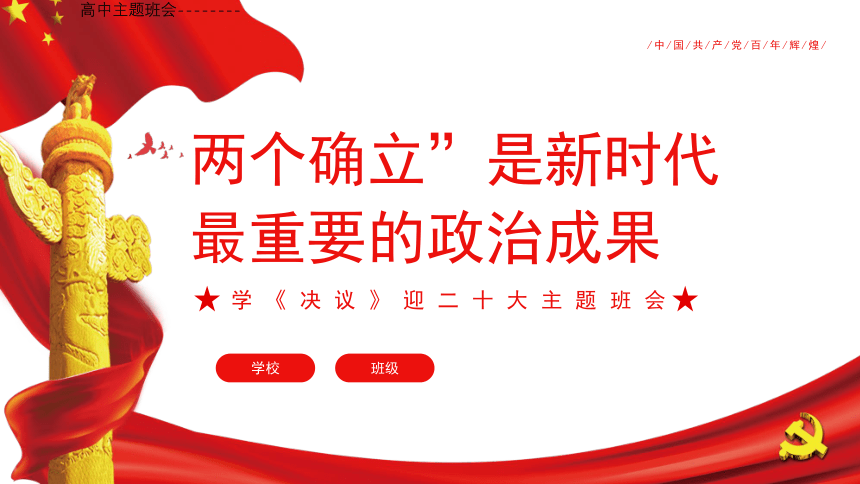 高中主题班会--------两个确立”是新时代最重要的政治成果 课件