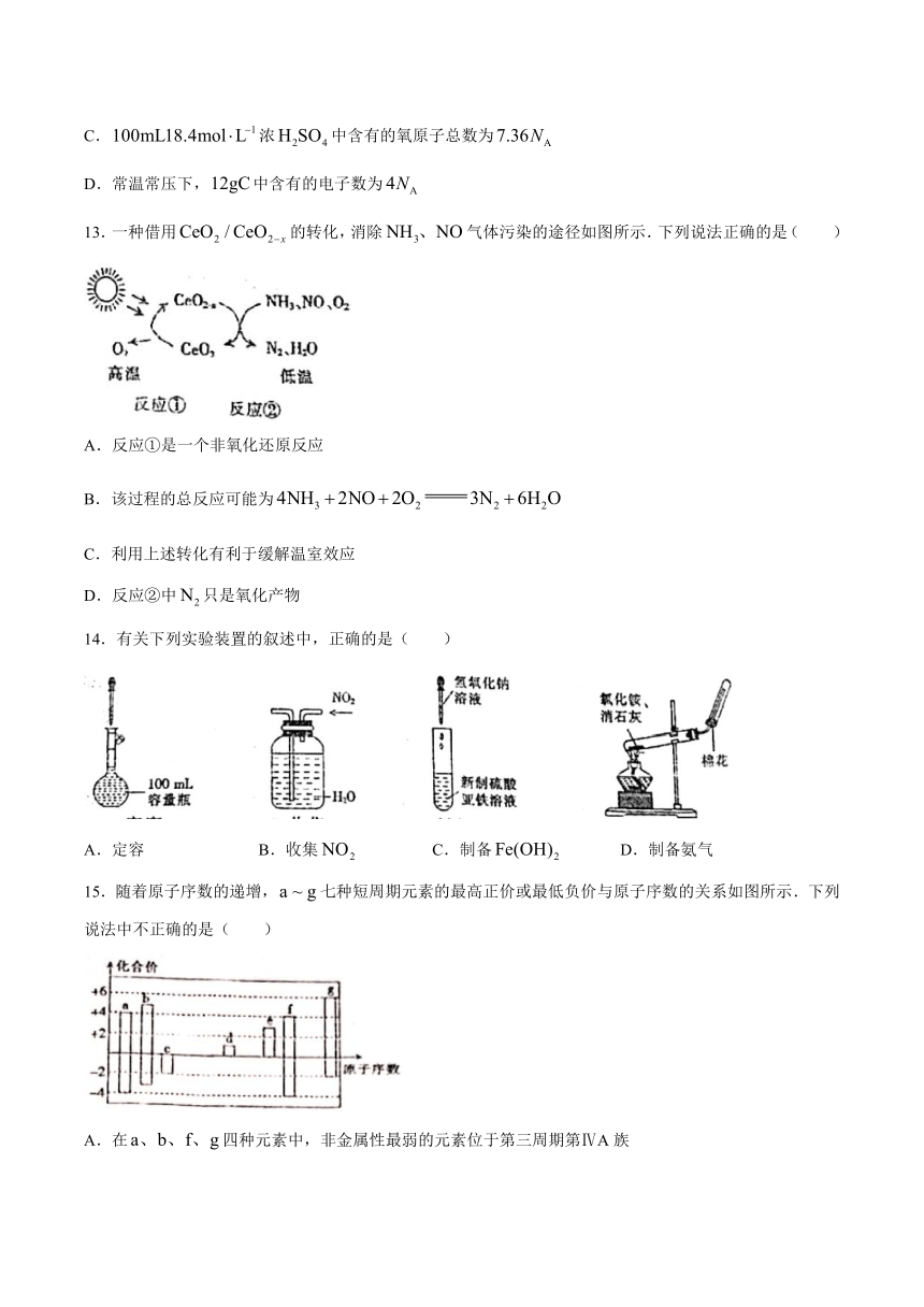 广东省湛江市2020-2021学年高一下学期期中考试化学试题 Word版含答案