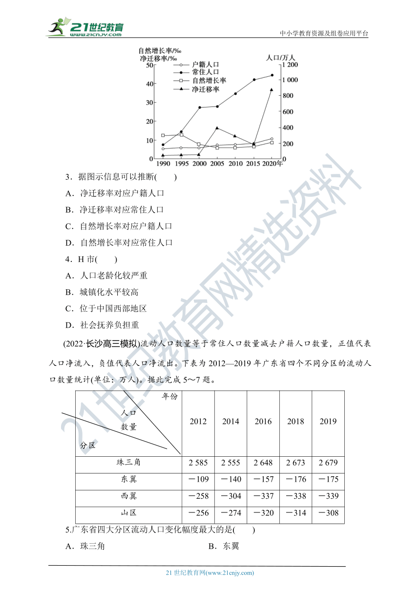 高中地理第二轮复习与人口相关的地理事项专项训练（word版，含答案及详解）