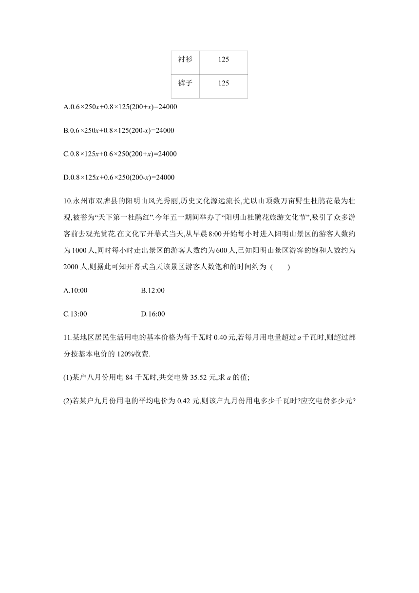 第二章 一元一次方程 练习题 2021——2022学年京改版七年级数学上册（word版含答案）