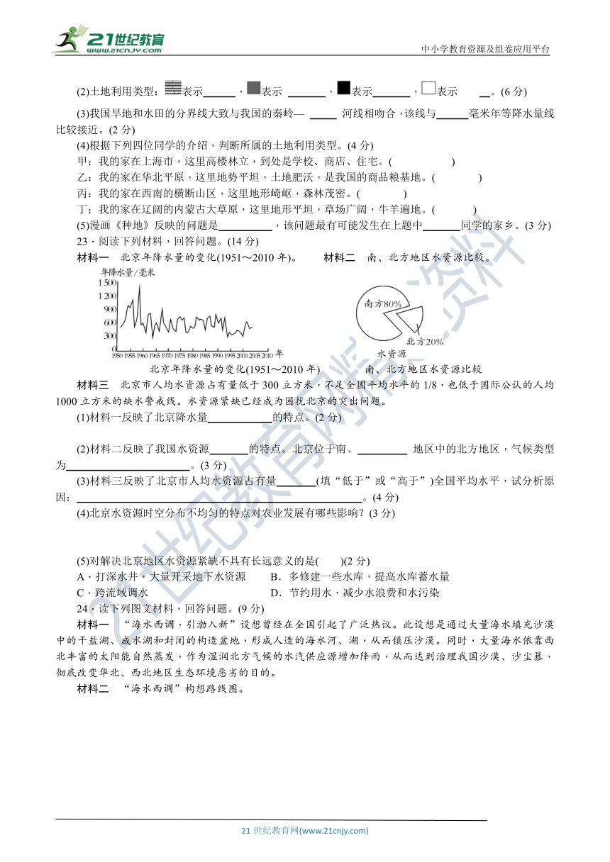 湘教版八年级地理上册 第三章 《中国的自然资源》达标检测卷（含详细解答）