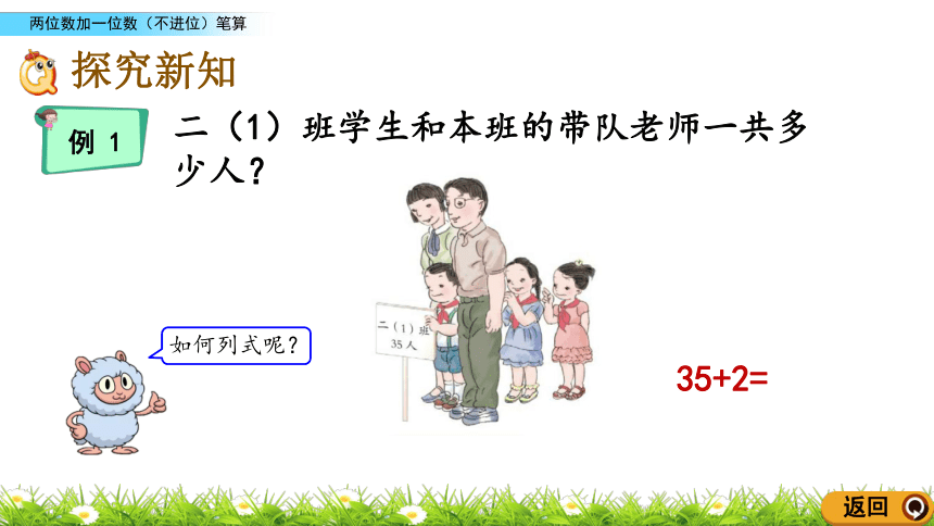 人教版小学数学二年级上册课件2.1.1 两位数加一位数（不进位）笔算（14张ppt）