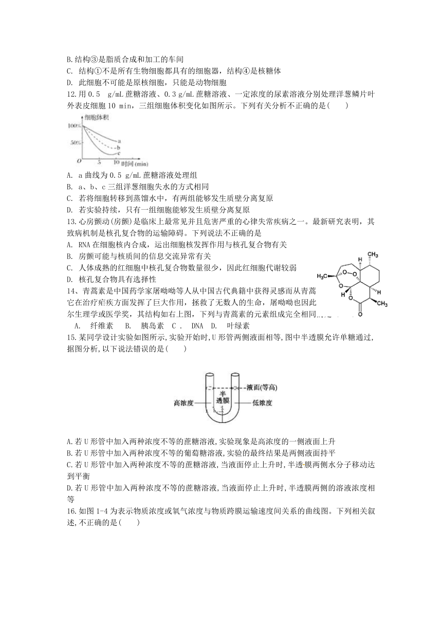 1.4综合训练一：高中生物必修一第1到4章试题（含解析）