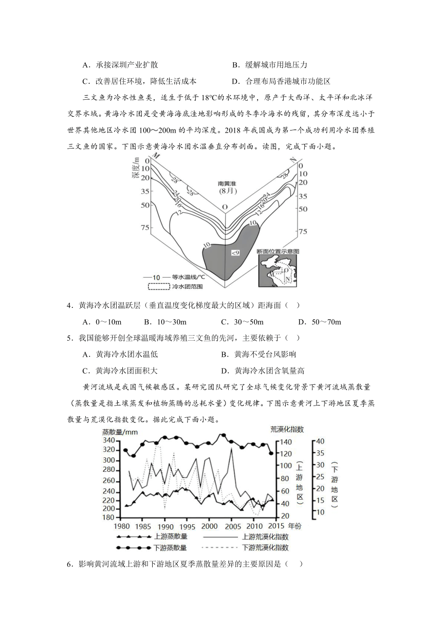 广东省深圳市教育集团2023届高三下学期5月适应性测试地理试题（ 含答案）