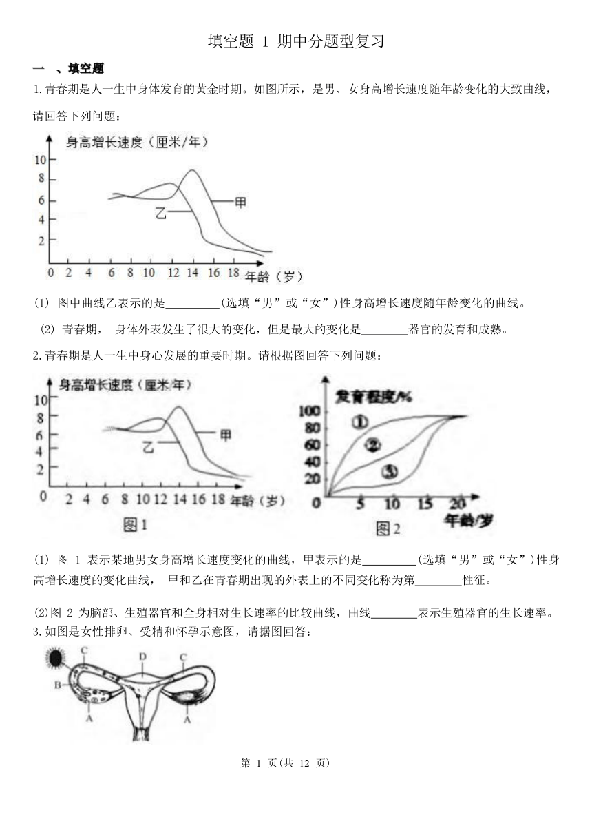 填空题1-期中分题型复习（第1章 代代相传的生命 含解析）