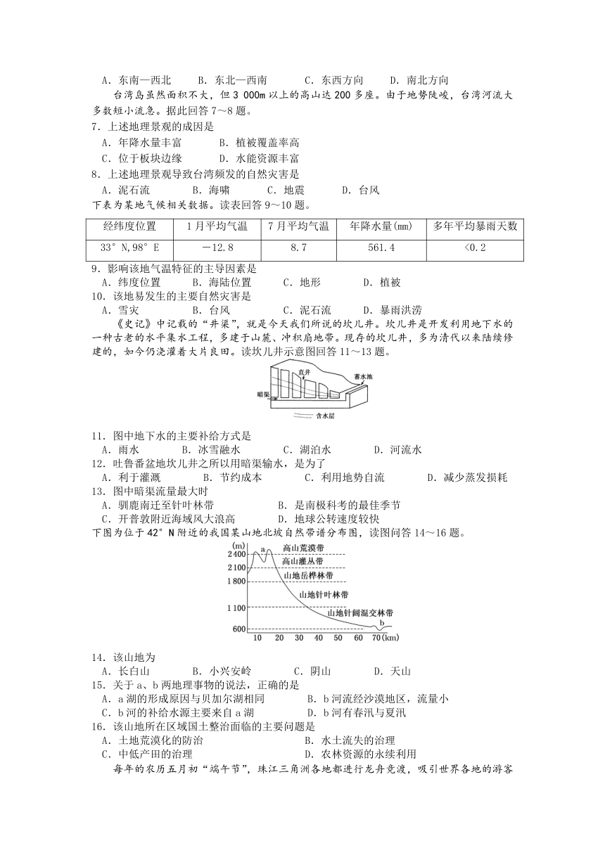 宁夏回族自治区宁夏长庆高级中学2020-2021学年高二下学期期末考试地理试卷 Word版含答案