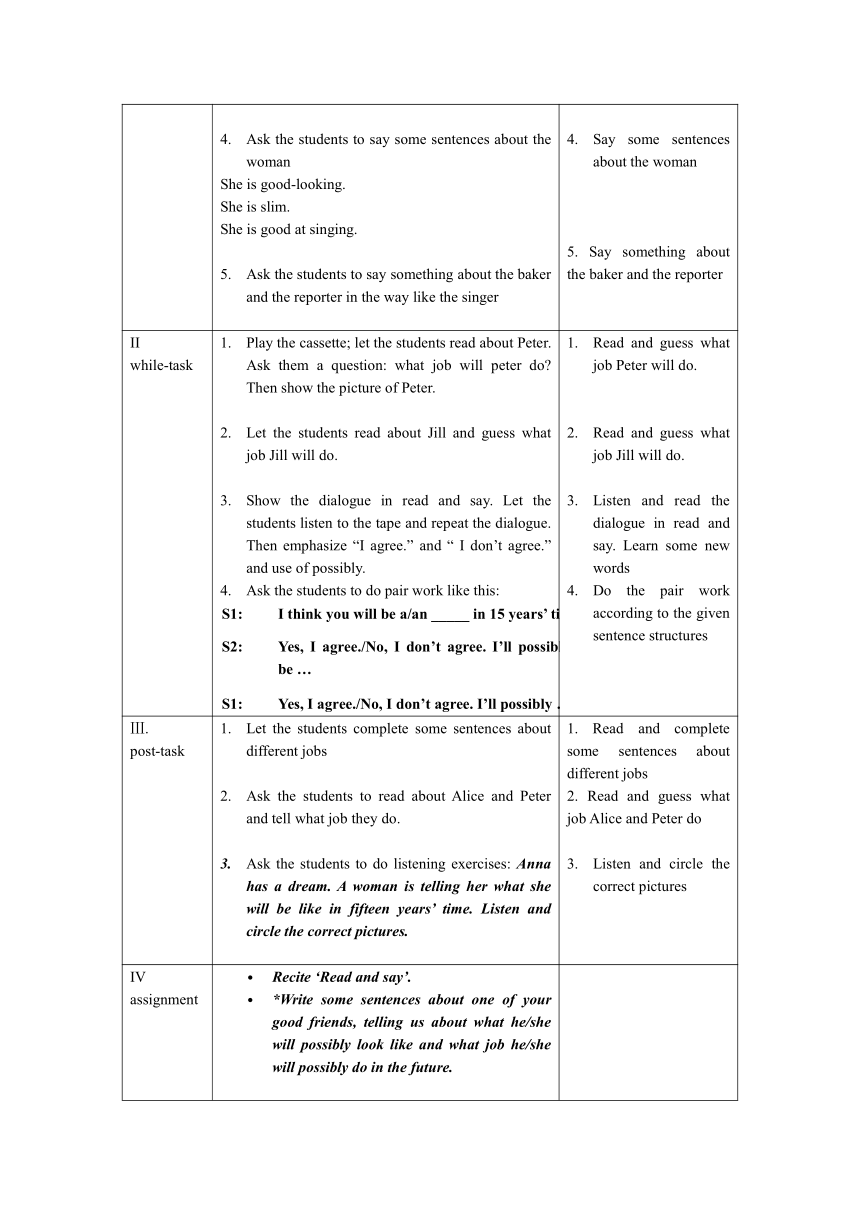 2021-2022学年牛津上海版六年级英语下册Unit5   What will I be like?教案表格式