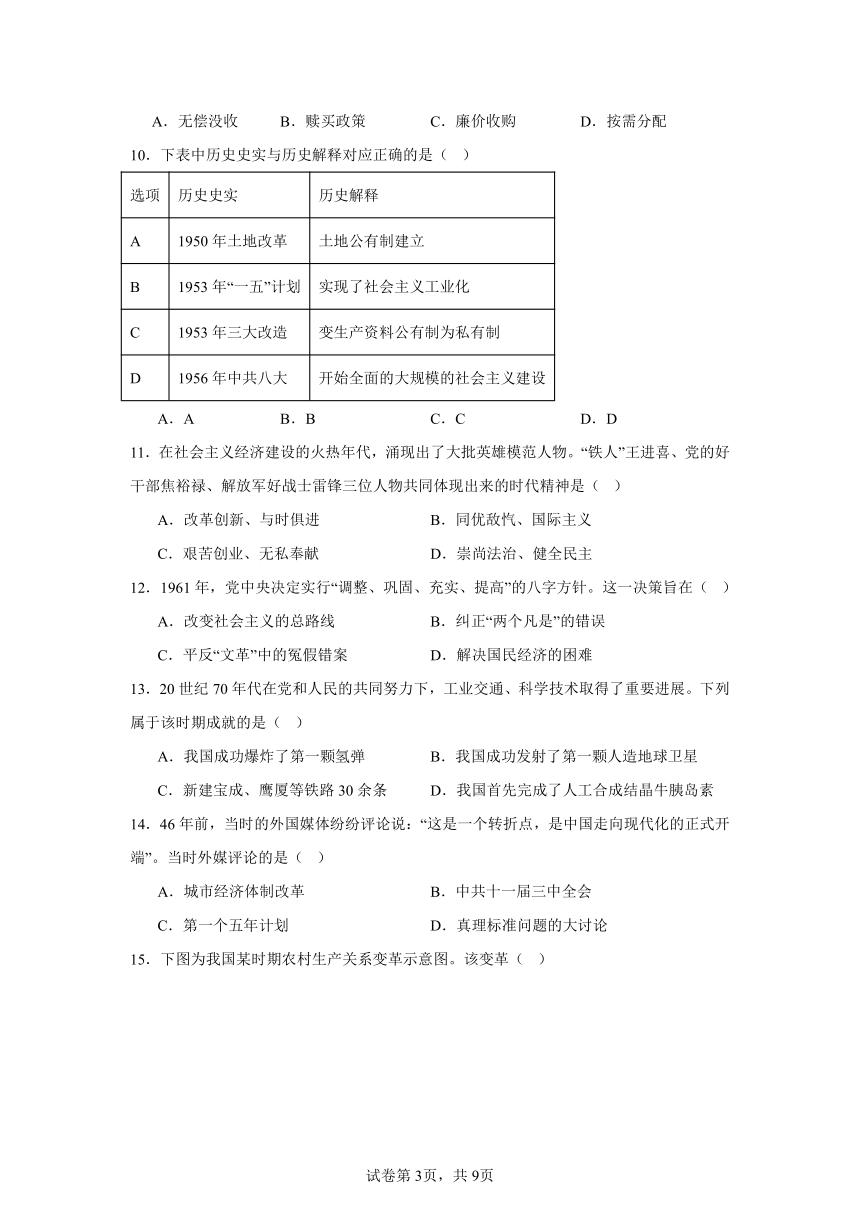 陕西省西安市高新第一中学2023~2024学年部编版八年级历史下学期期中考试题（含解析）