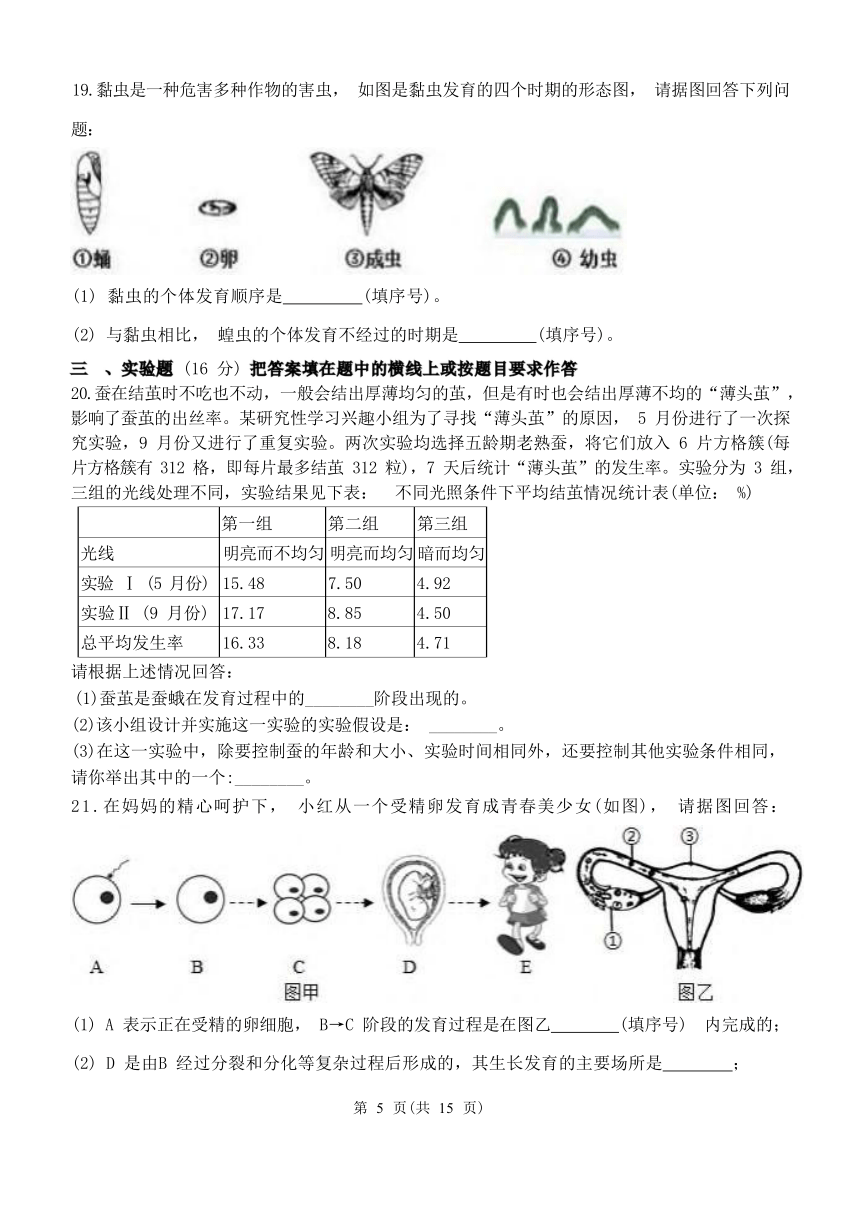 第6单元 动物和人的生殖与发育（含答案）